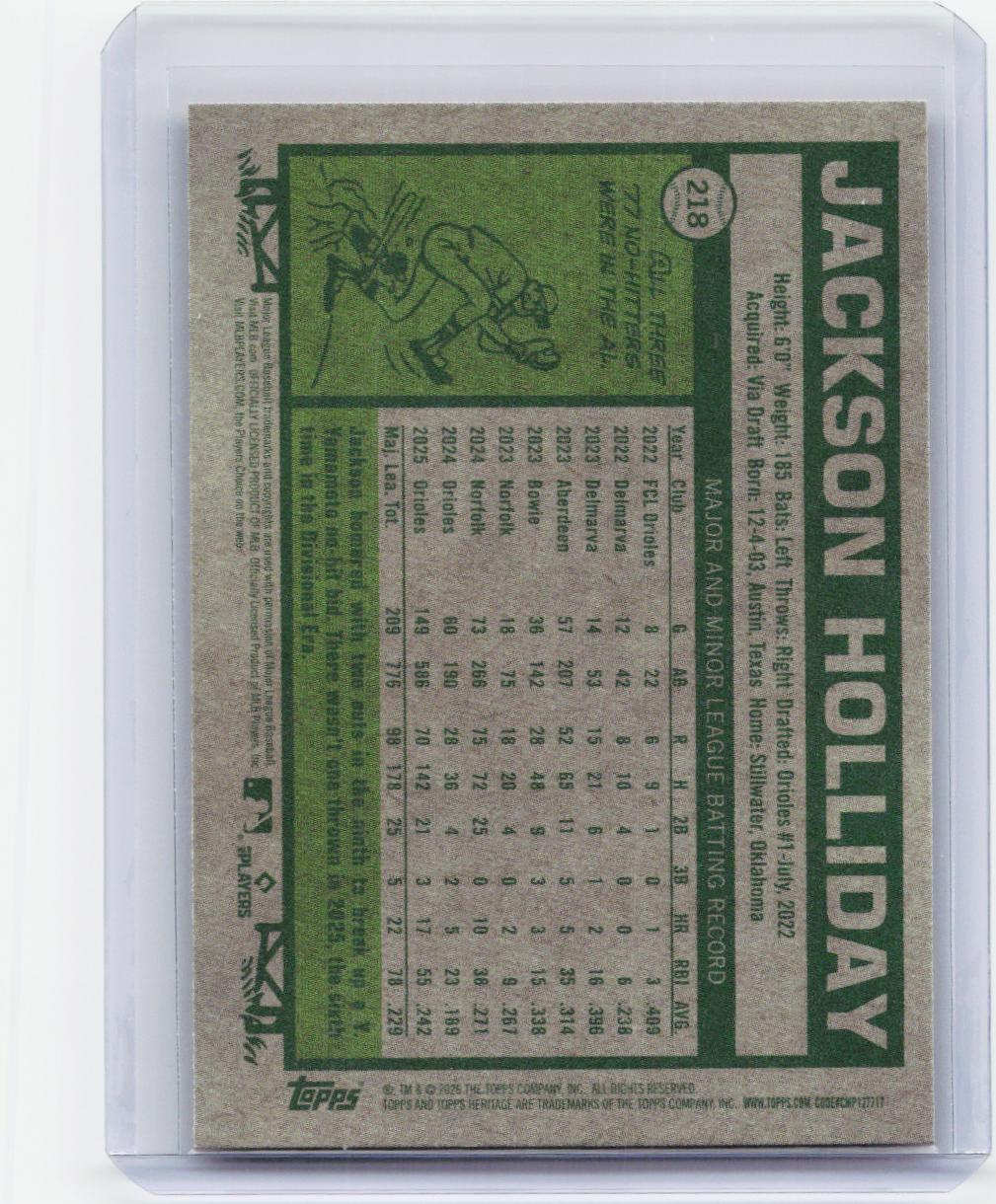 2026 Topps Heritage #218 Jackson Holliday Red