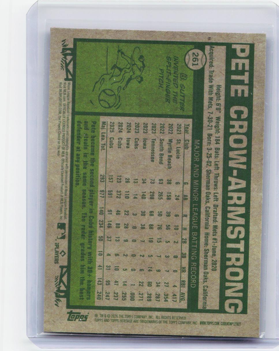 2026 Topps Heritage #261 Pete Crow-Armstrong Chrome Pink Sparkle Refractors