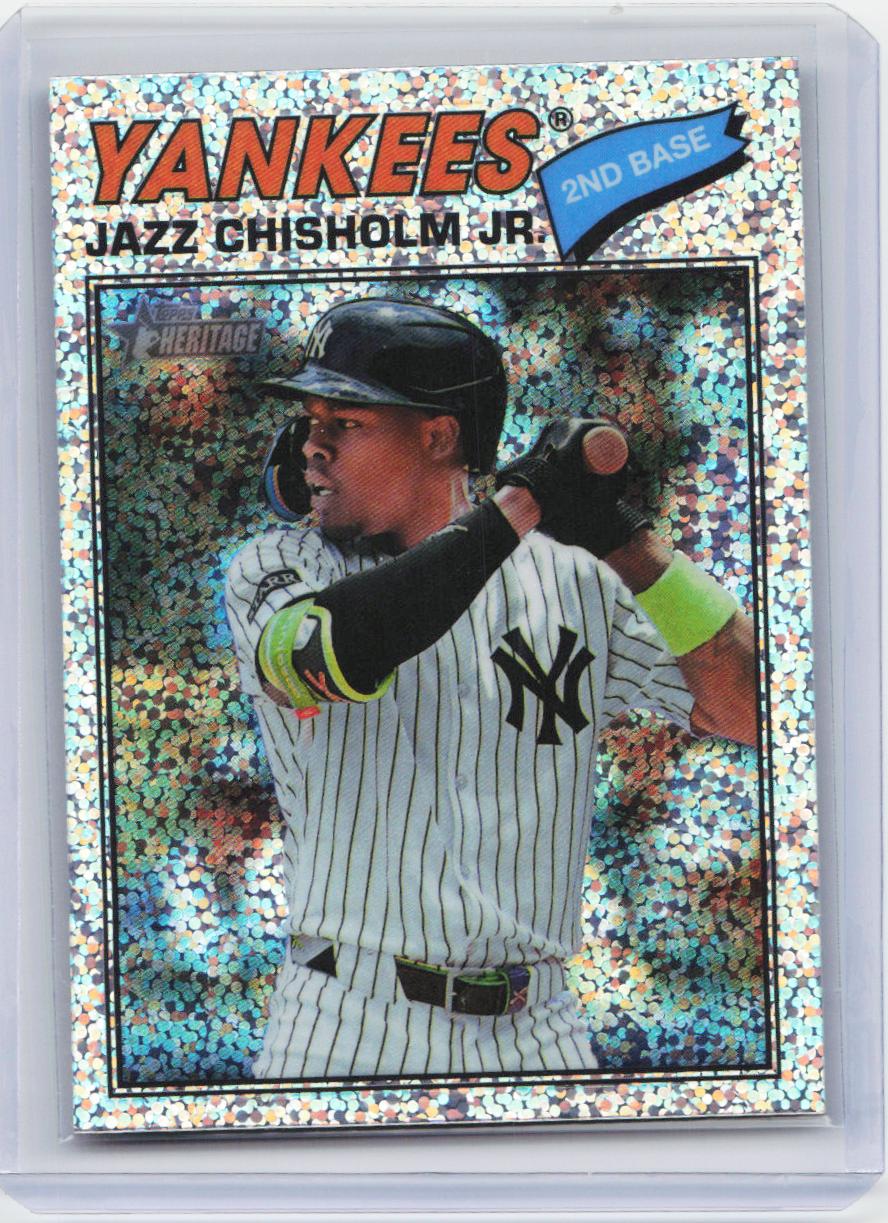 2026 Topps Heritage #196 Jazz Chisholm Jr. Chrome Silver Sparkle Refractors
