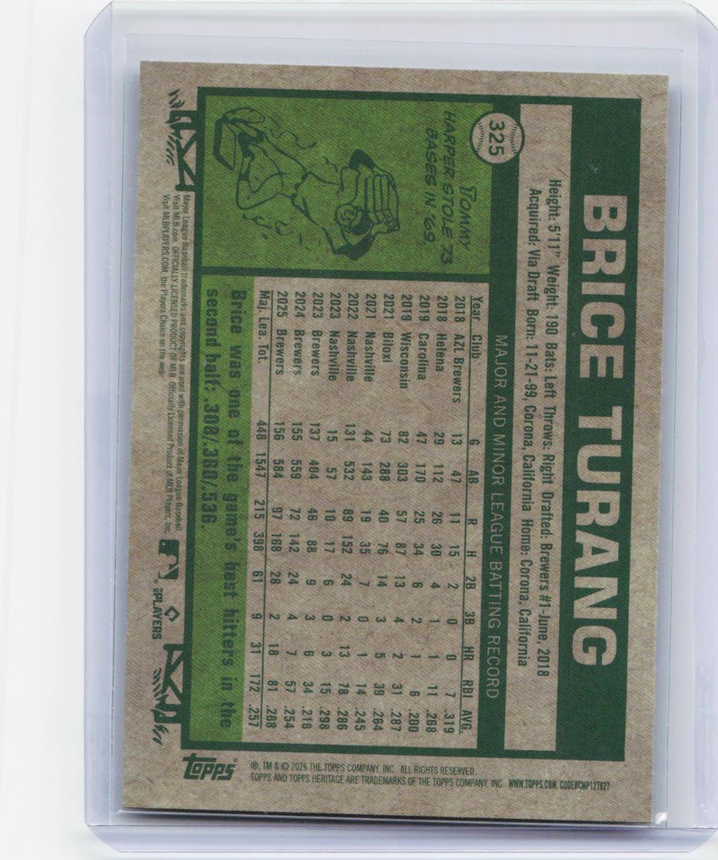 2026 Topps Heritage #325 Brice Turang Chrome Silver Sparkle Refractors