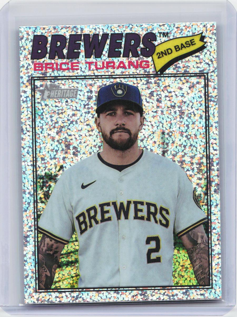 2026 Topps Heritage #325 Brice Turang Chrome Silver Sparkle Refractors
