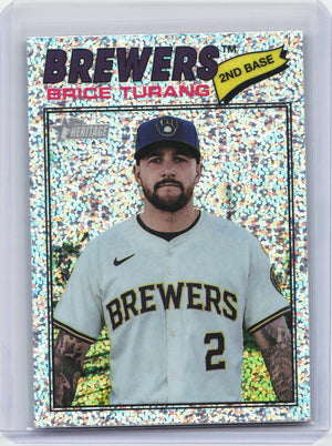 2026 Topps Heritage #325 Brice Turang Chrome Silver Sparkle Refractors