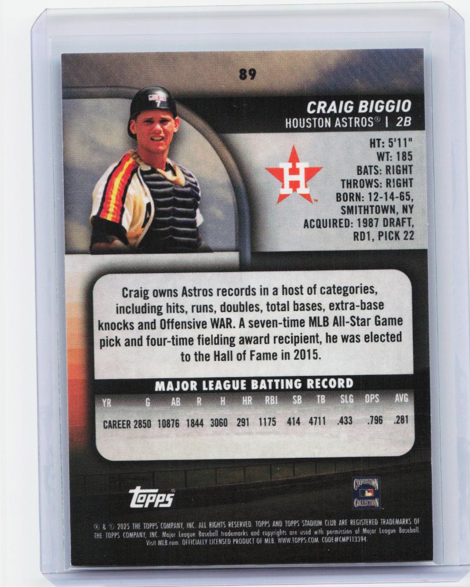 2025 Stadium Club #89 Craig Biggio Light Blue Foil