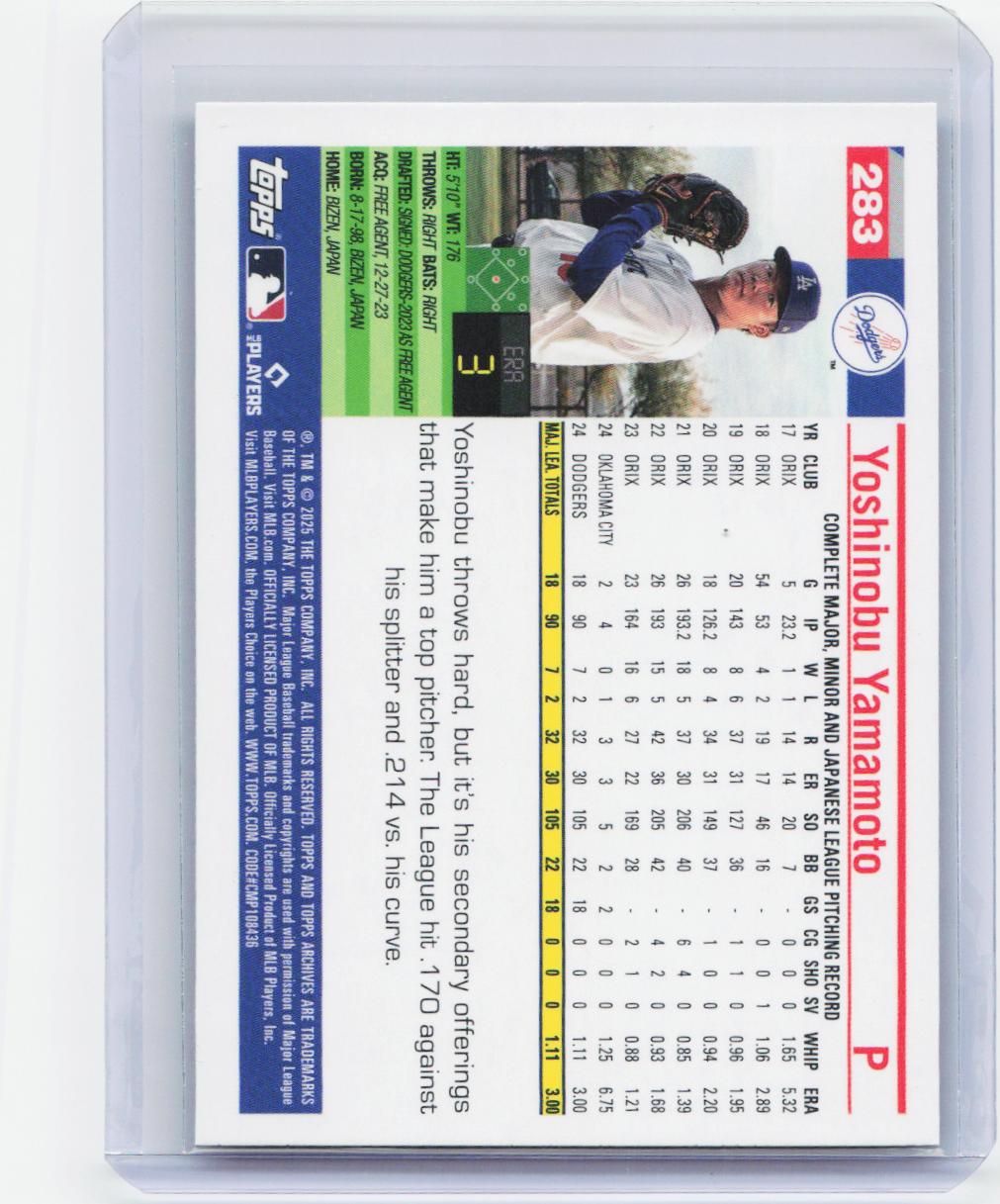 2025 Topps Archives #283 Yoshinobu Yamamoto Black Foilboard