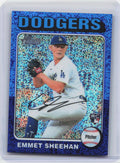 2024 Topps Heritage #187 Emmet Sheehan Chrome Blue Sparkle Refractor