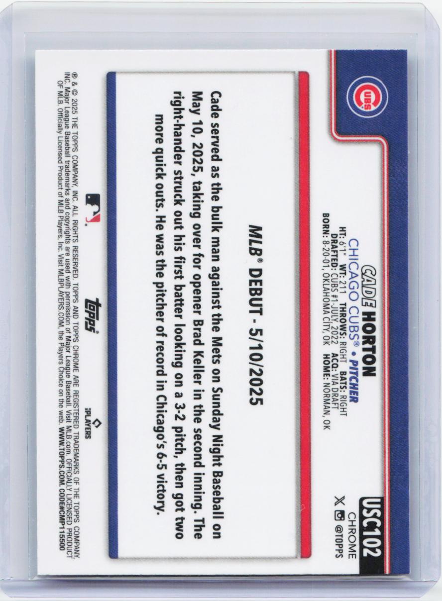 2025 Topps Chrome Update #USC102 Cade Horton X-Fractors