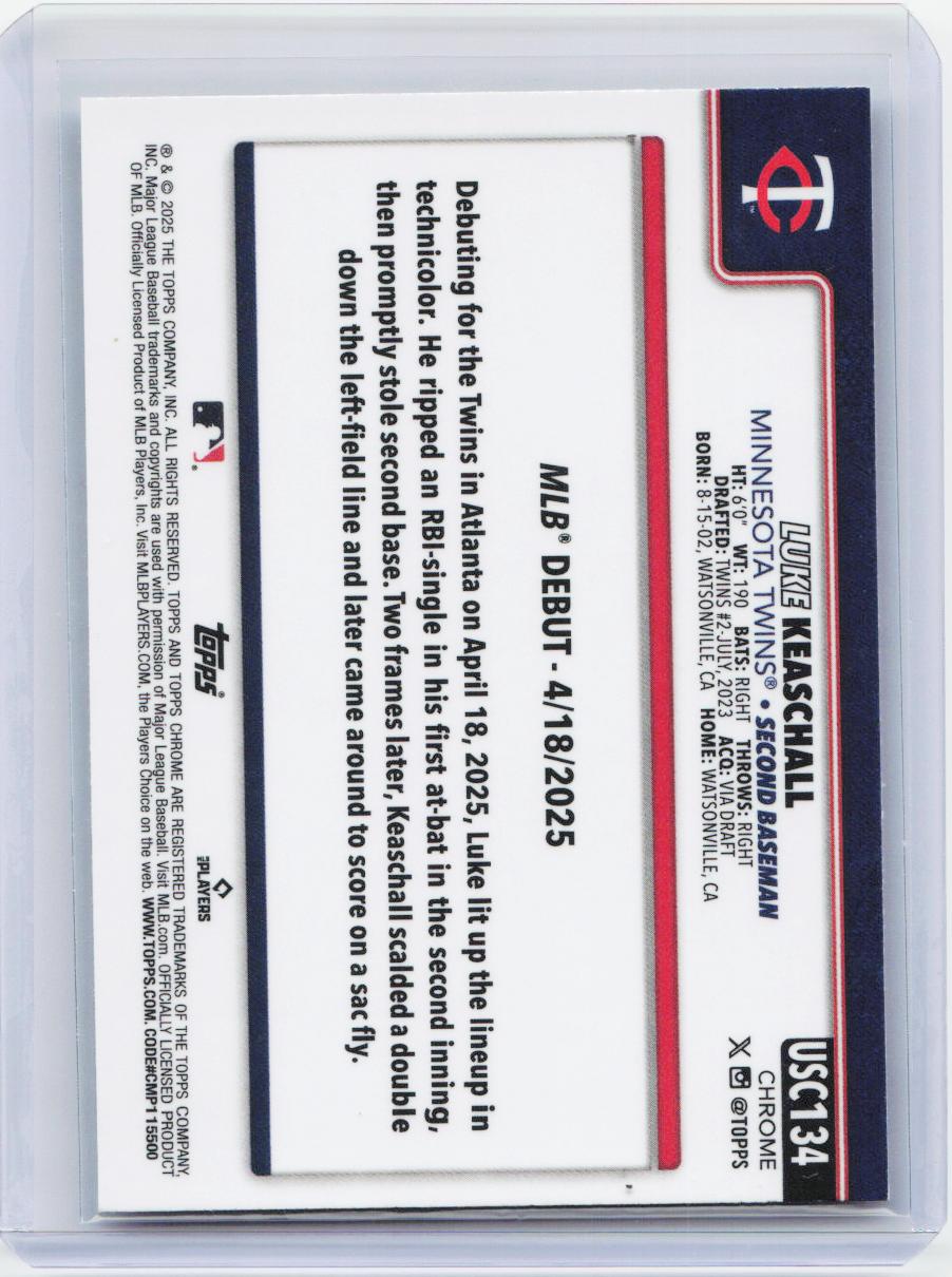 2025 Topps Update #US342 Luke Keaschall Silver Foilboard