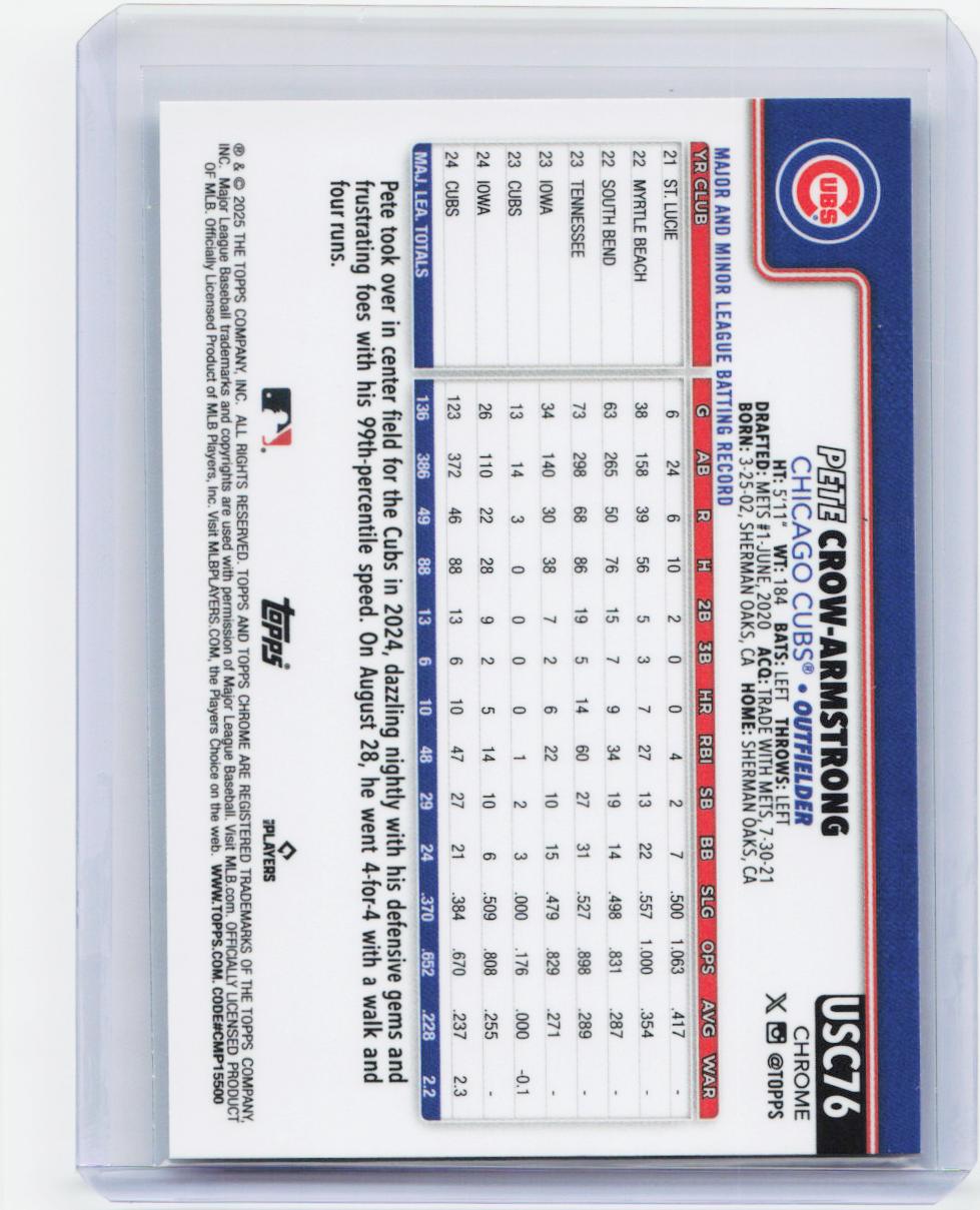 2025 Topps Chrome Update #USC76 Pete Crow-Armstrong RayWave Refractor