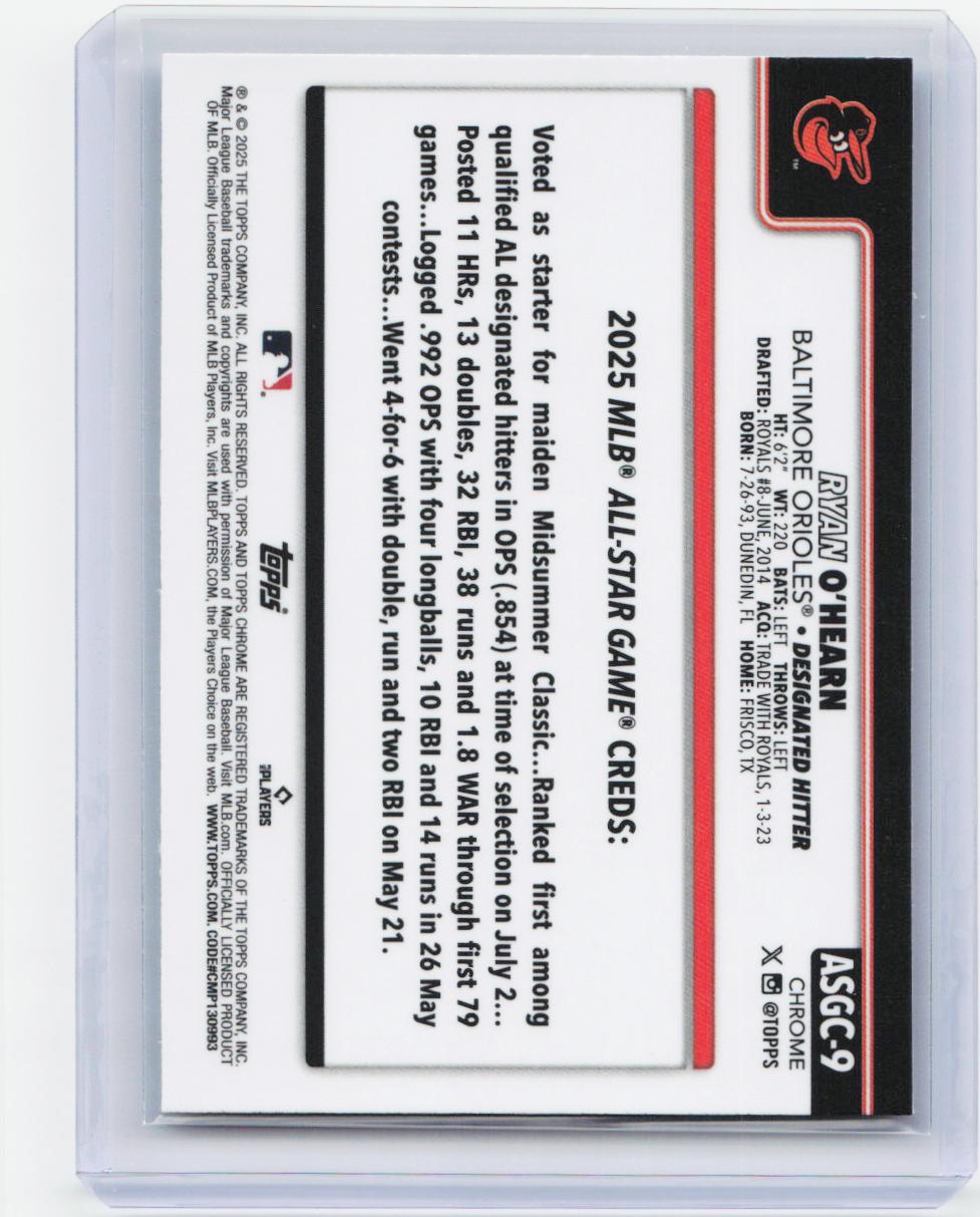 2025 Topps Chrome Update #ASGC-9 Ryan O'Hearn 2025 All-Star Game