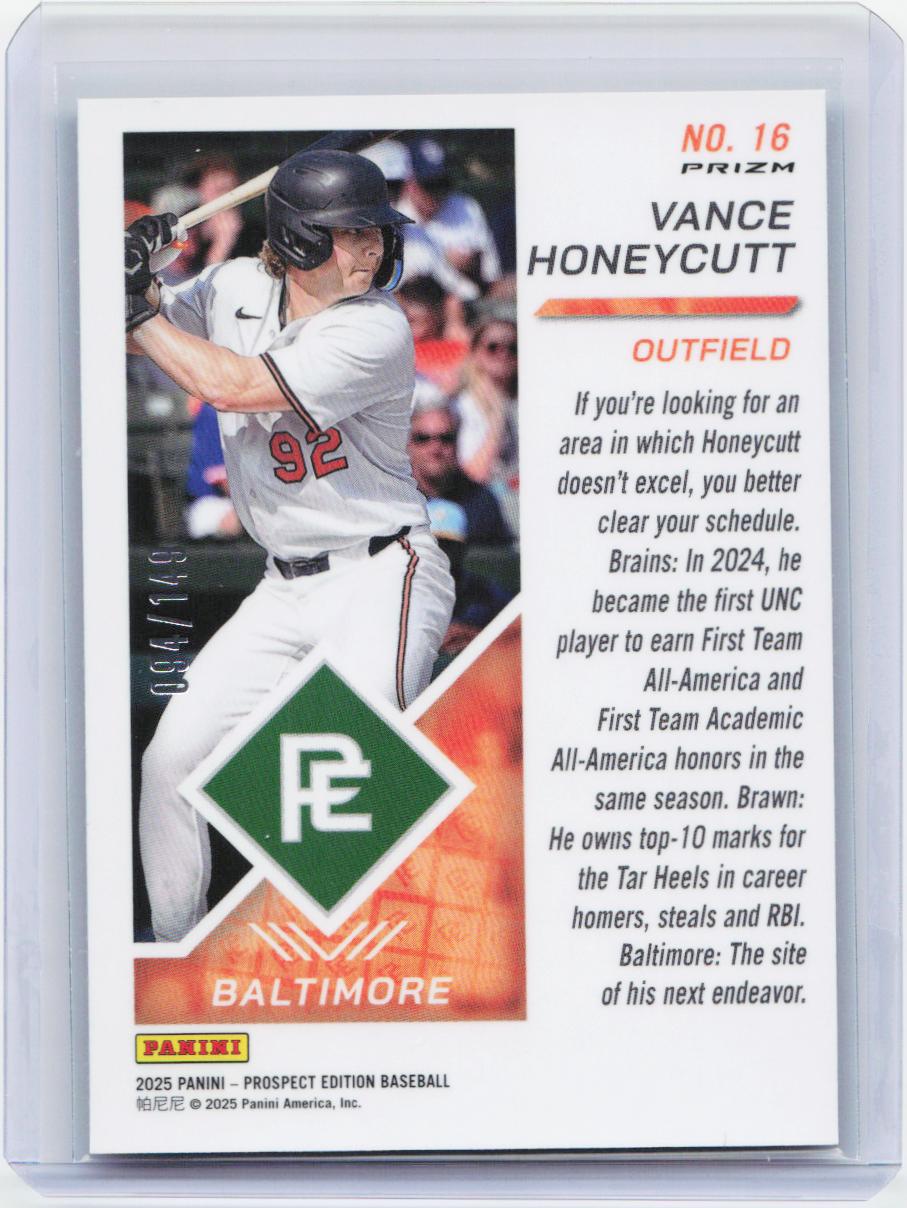 2025 Panini Prospect Edition #16 Vance Honeycutt Holo Prospect - Green Ice /149