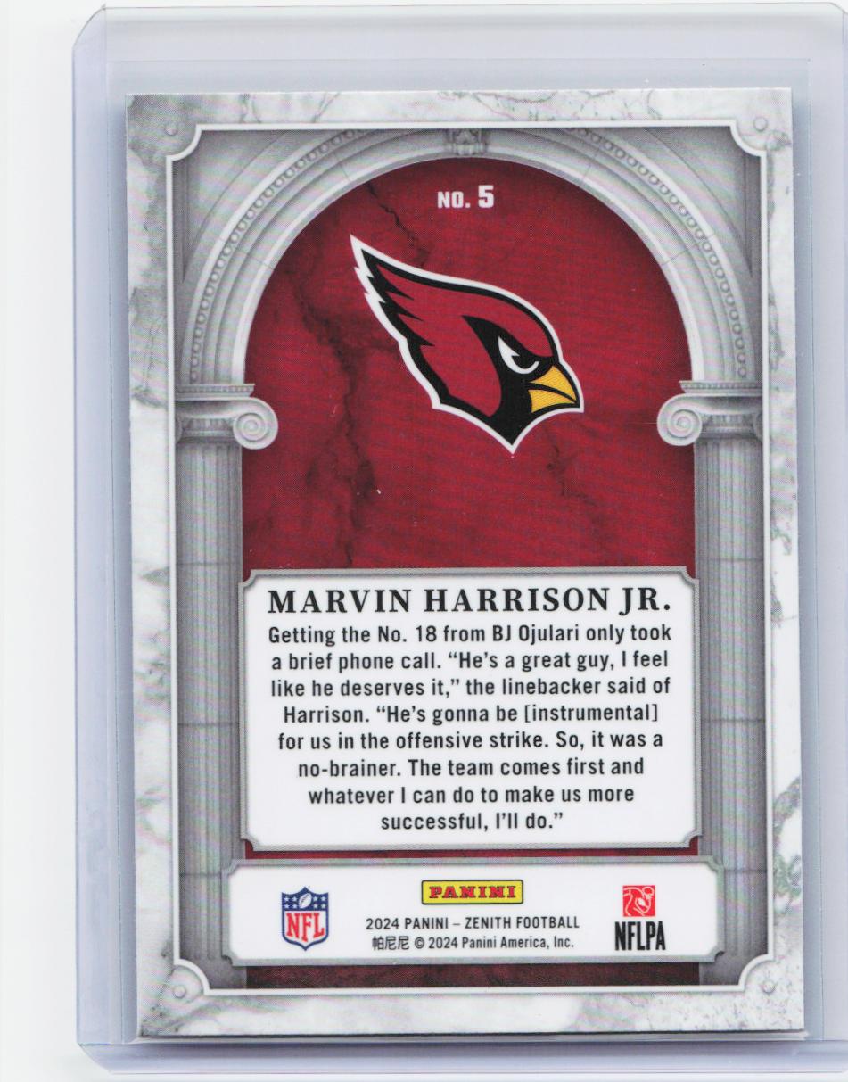 2024 Panini Zenith #5 Marvin Harrison Jr. Z Marquee