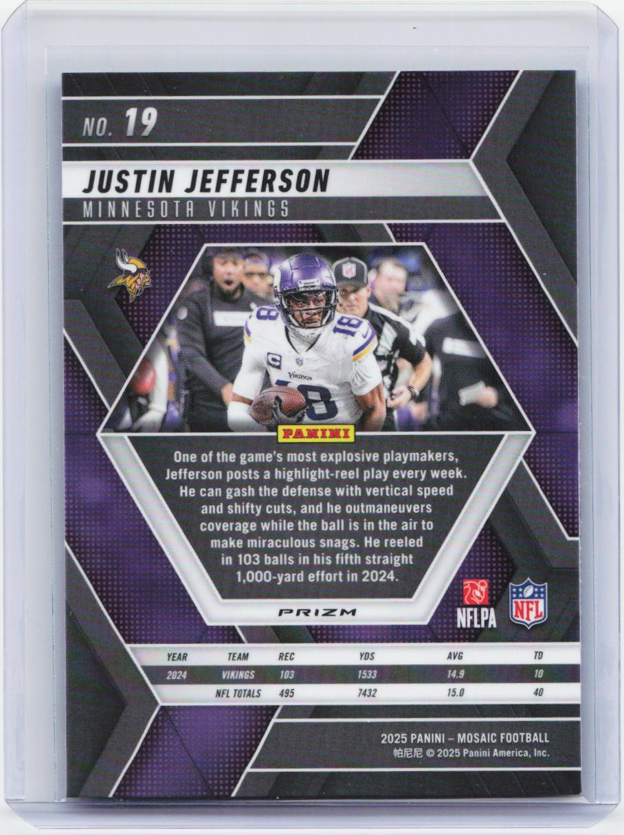 2025 Panini Mosaic #19 Justin Jefferson Blue Scope