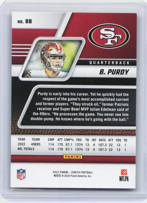 2023 Panini Zenith #88 Brock Purdy Red Zone