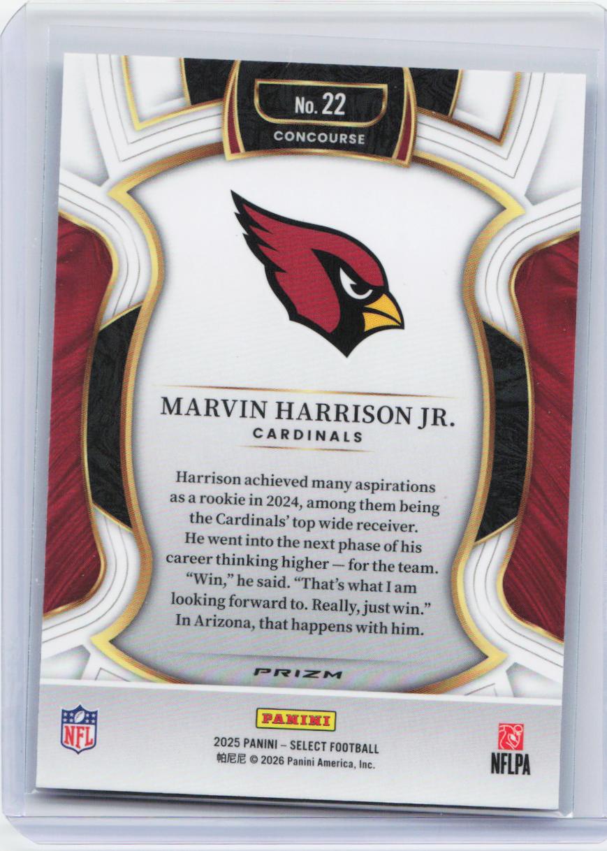 2025 Panini Select #22 Marvin Harrison Jr. Silver Prizm
