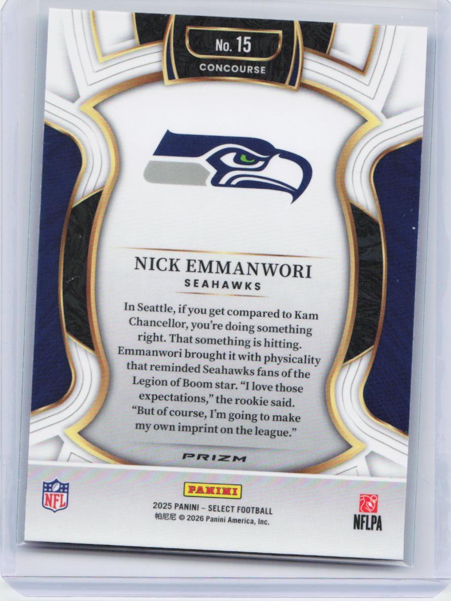 2025 Panini Select #15 Nick Emmanwori Silver Prizm