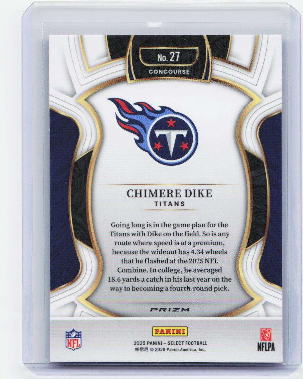 2025 Panini Select #27 Chimere Dike Black and Red Prizm Shock