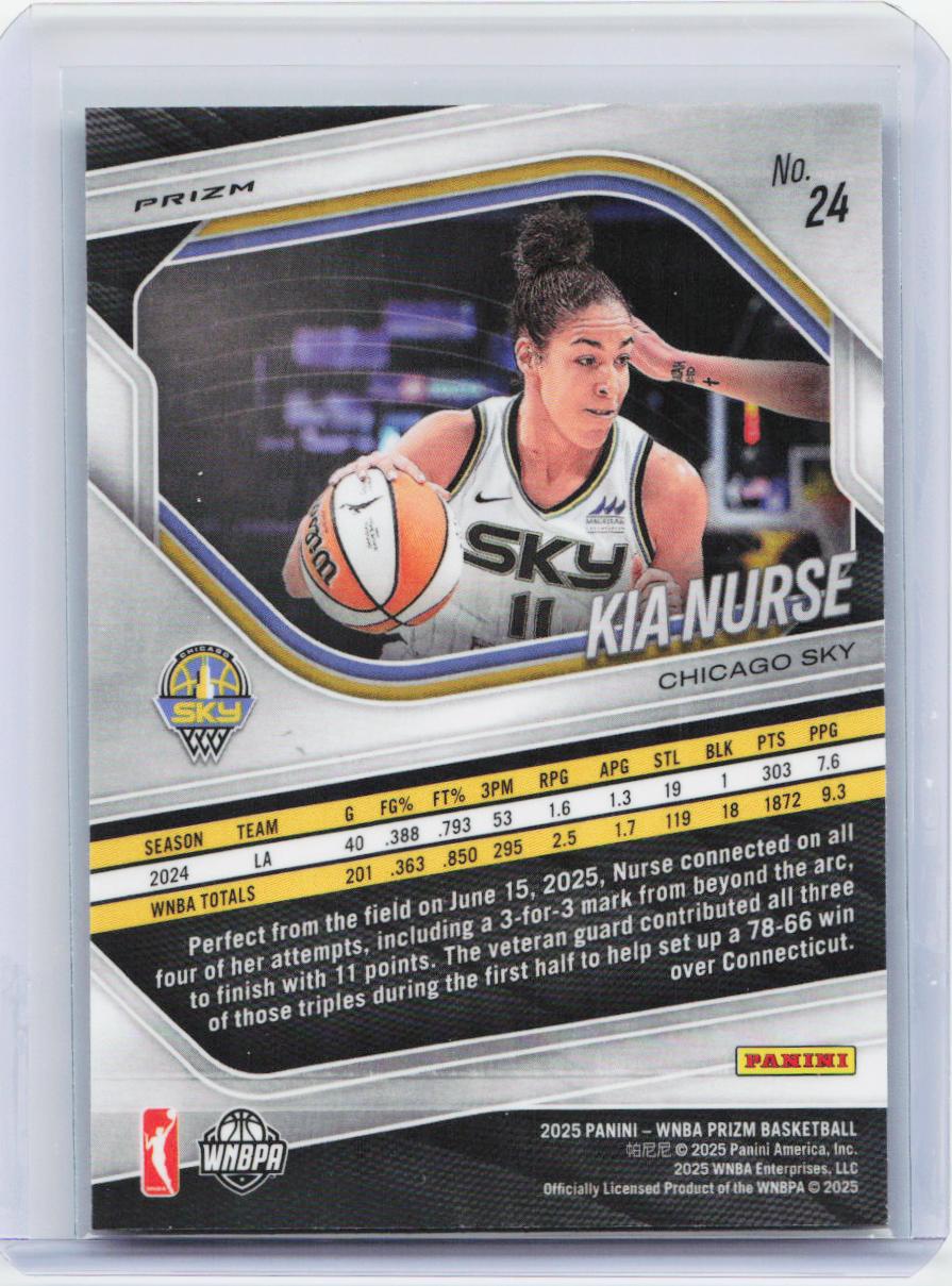 2025 Panini Prizm WNBA #24 Kia Nurse Green Prizms