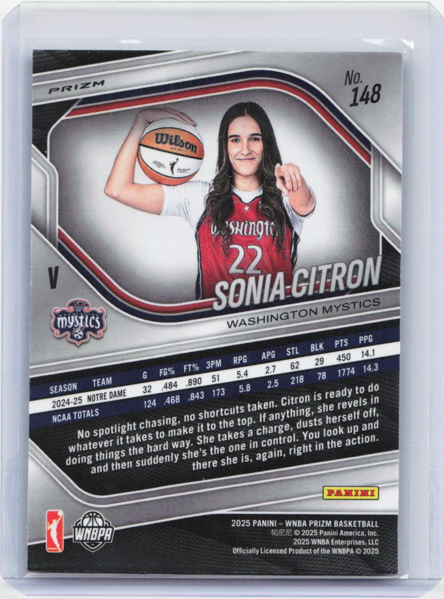 2025 Panini Prizm WNBA #148 Sonia Citron Blue Velocity Prizms