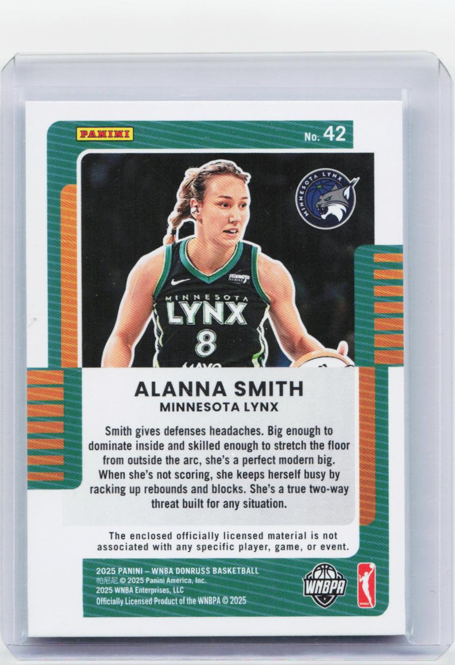 2025 Donruss WNBA #42 Alanna Smith Jersey Series