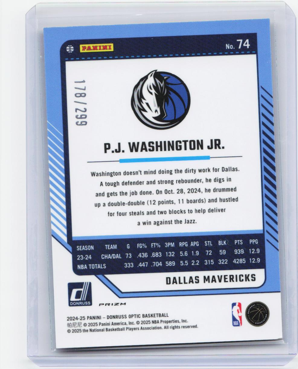 2024-25 Donruss Optic #74 P.J. Washington Jr. Hyper Orange #/299