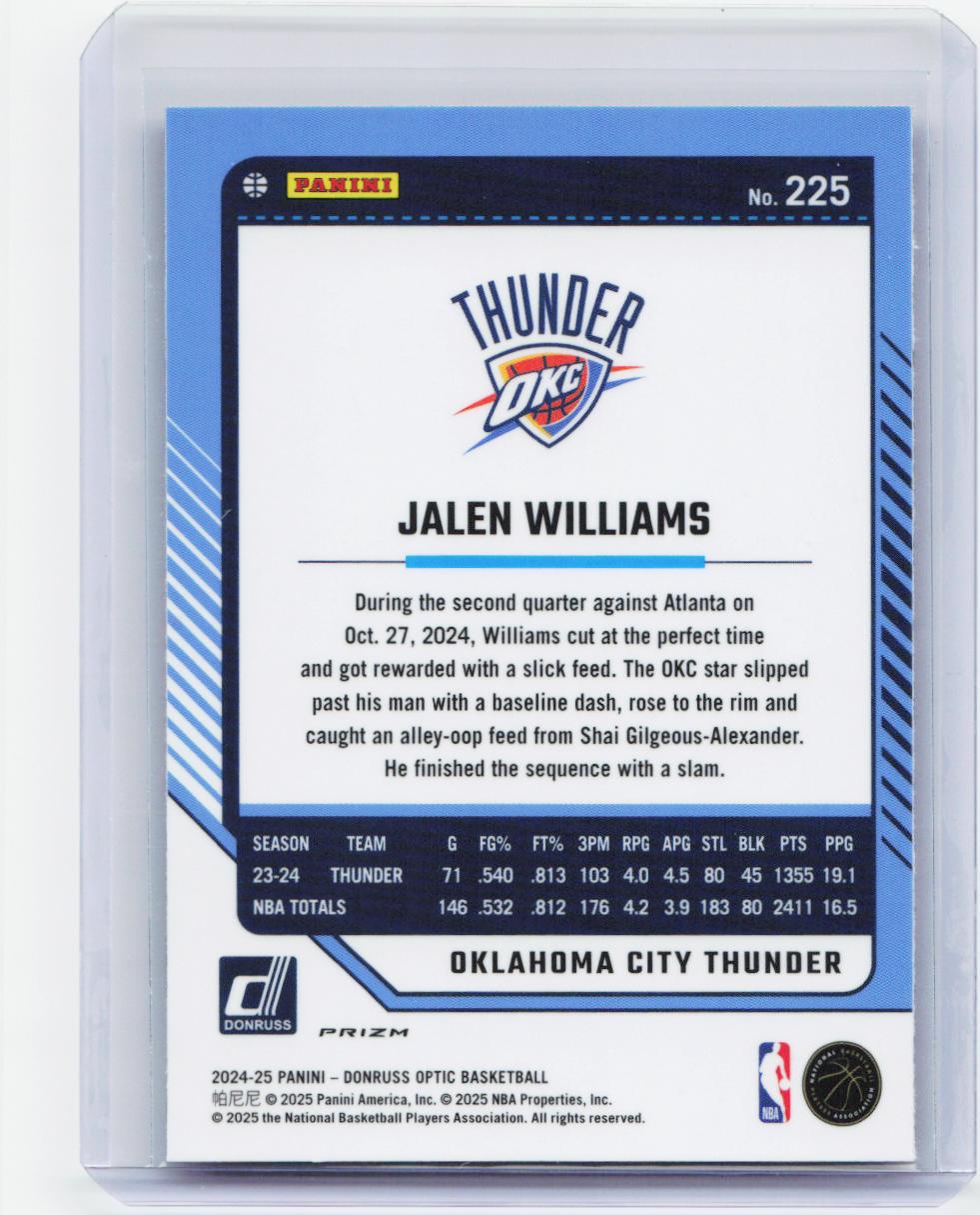 2024-25 Donruss Optic #225 Jalen Williams Hyper Pink