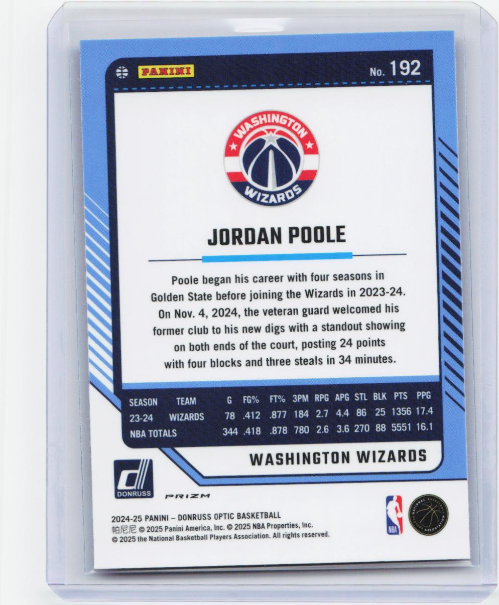 2024-25 Donruss Optic #192 Jordan Poole Hyper Pink