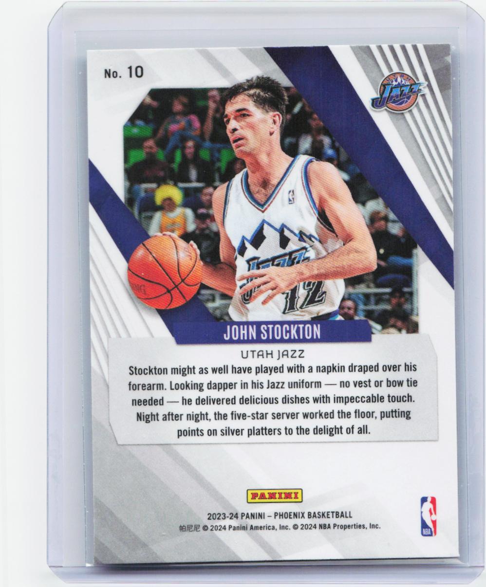 2023-24 Panini Phoenix #10 John Stockton Phoenix Teal Lazer