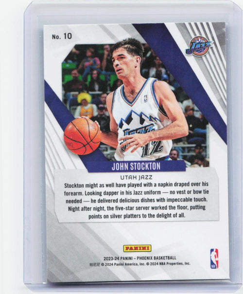 2023-24 Panini Phoenix #10 John Stockton Phoenix Teal Lazer