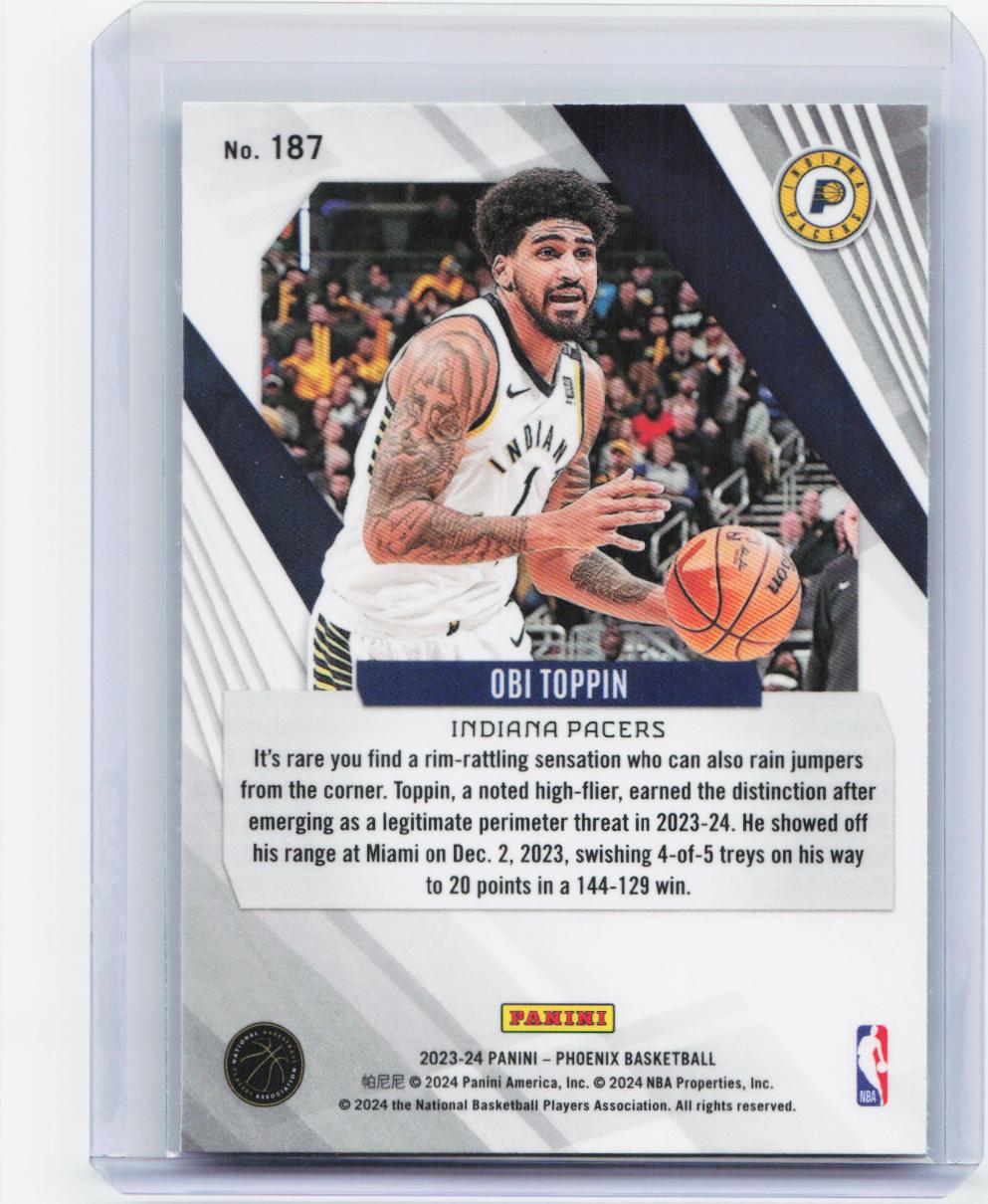 2023-24 Panini Phoenix #187 Obi Toppin Phoenix Teal Lazer