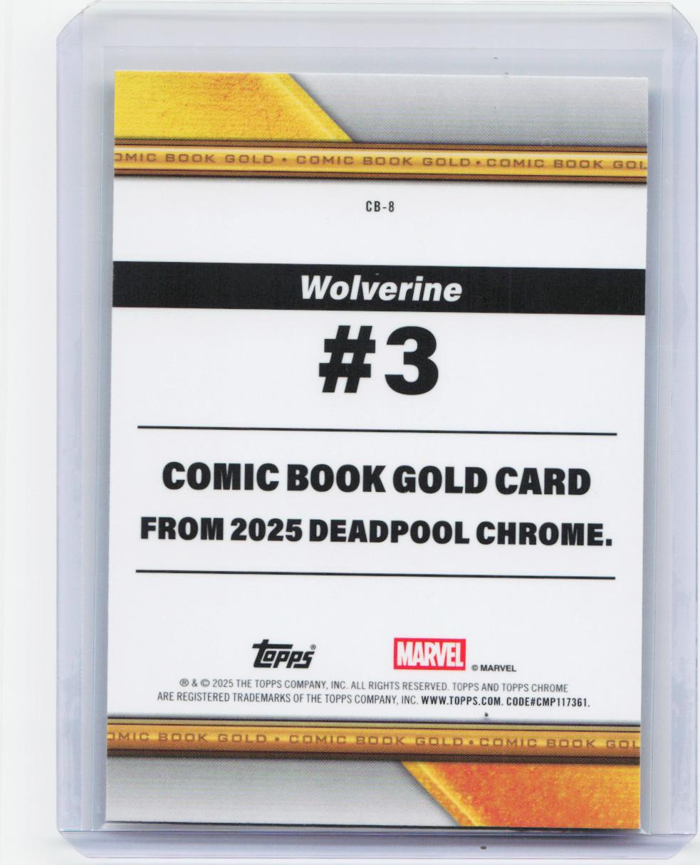 2025 Topps Chrome Marvel Deadpool #CB-8 Wolverine Comic Book Gold