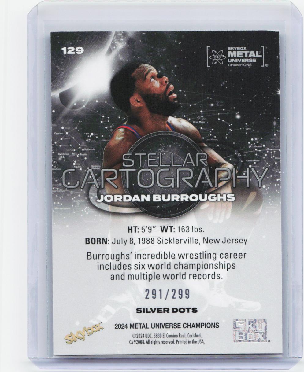 2024 SkyBox Metal Universe Champions #129 Jordan Burroughs Silver Dots #/299