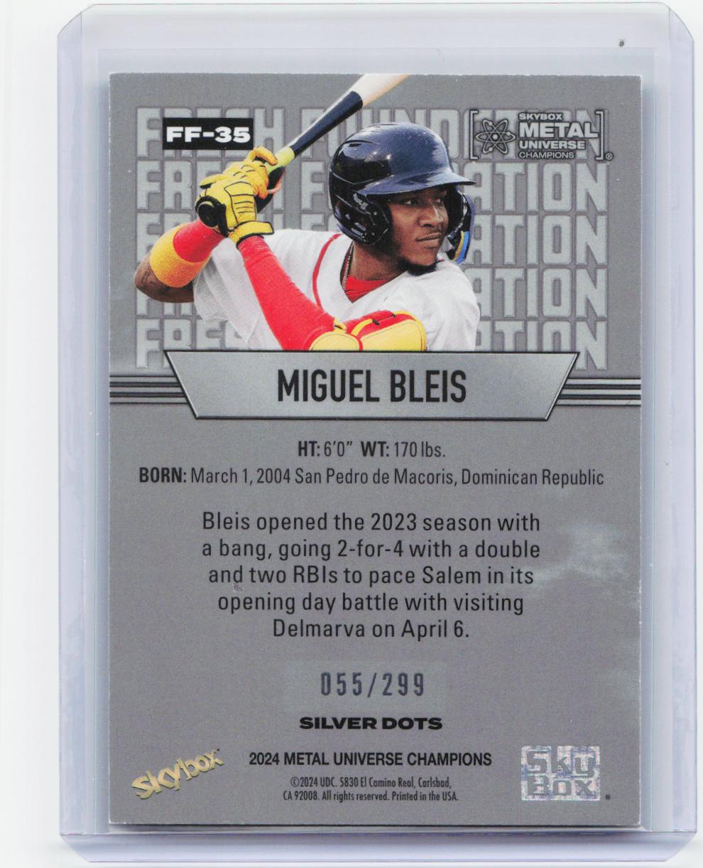 2024 SkyBox Metal Universe Champions #FF-35 Miguel Bleis Fresh Silver Dots /299