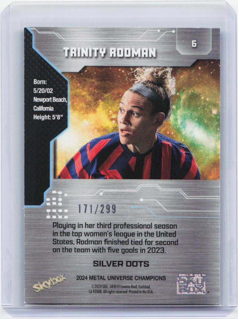 2024 SkyBox Metal Universe Champions #6 Trinity Rodman Silver Dots #/299