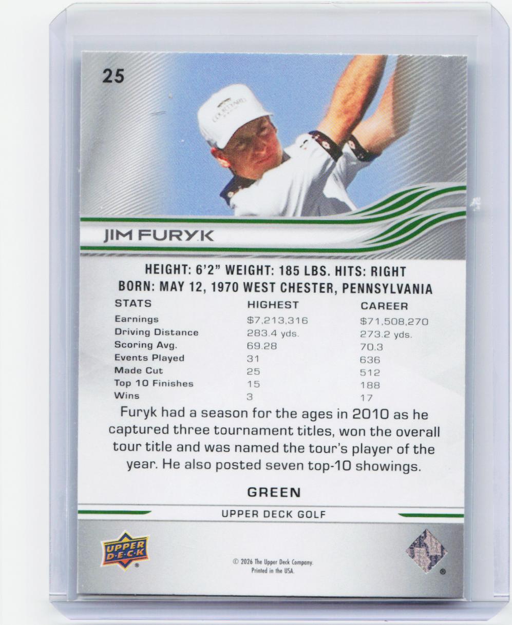 2026 Upper Deck #25 Jim Furyk Green