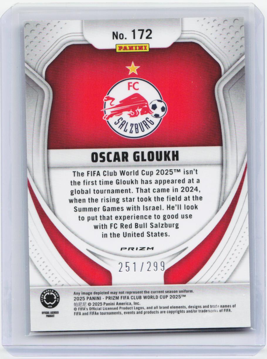 2025 Panini Prizm FIFA Club World Cup #172 Oscar Gloukh Red Pulsar Prizms #/299