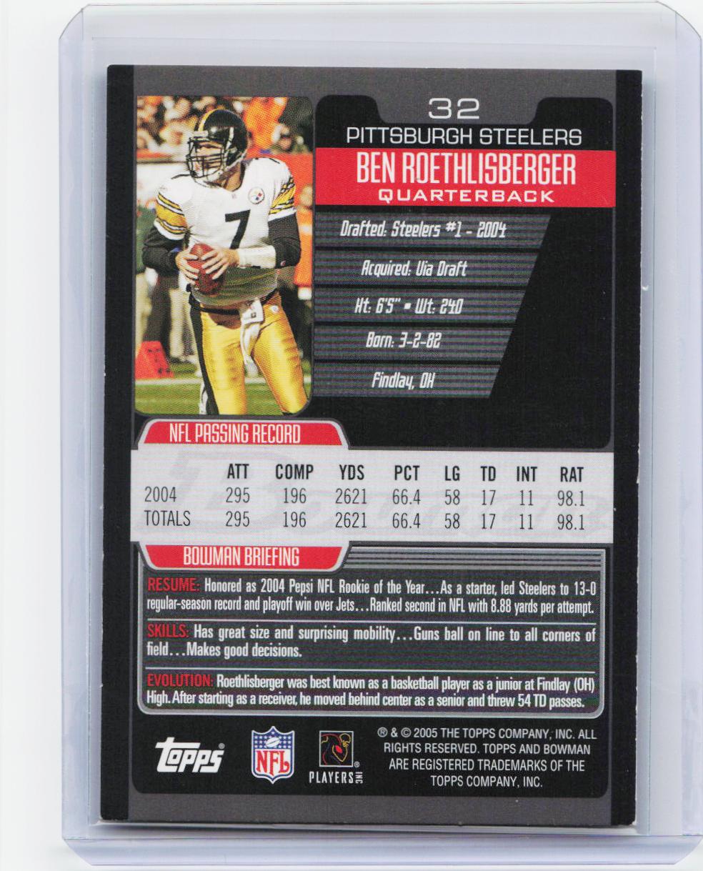 2005 Bowman #32 Ben Roethlisberger
