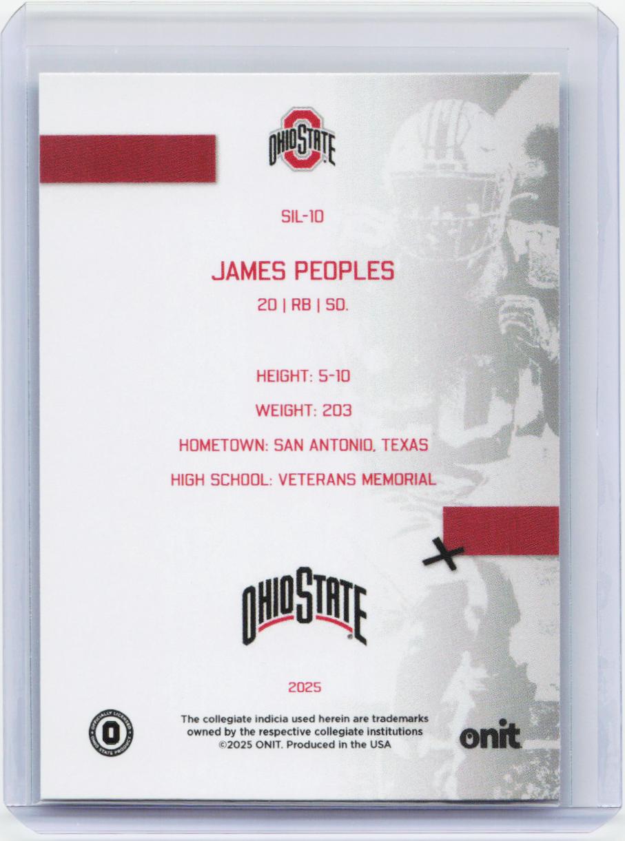 2025 ONIT Athlete Ohio State Buckeyes #SIL-10 James Peoples Silhouette