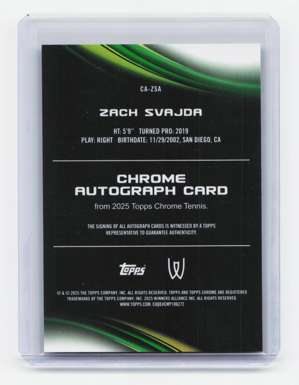 2025 Topps Chrome #CA-ZSA Zach Svajda Chrome Autograph Purple Geo Refractor /10