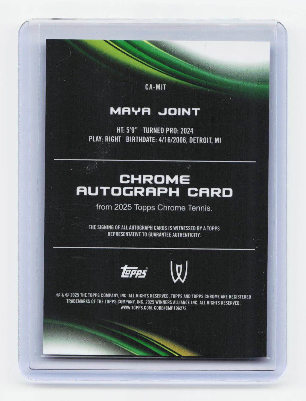 2025 Topps Chrome #CA-MJT Maya Joint Chrome Autographs Geometric Refractor