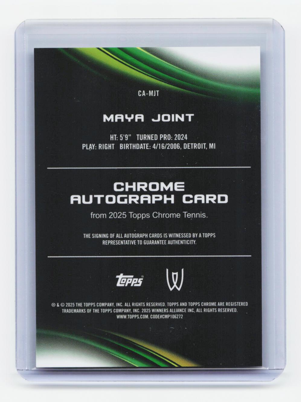 2025 Topps Chrome #CA-MJT Maya Joint Chrome Autographs Geometric Refractor