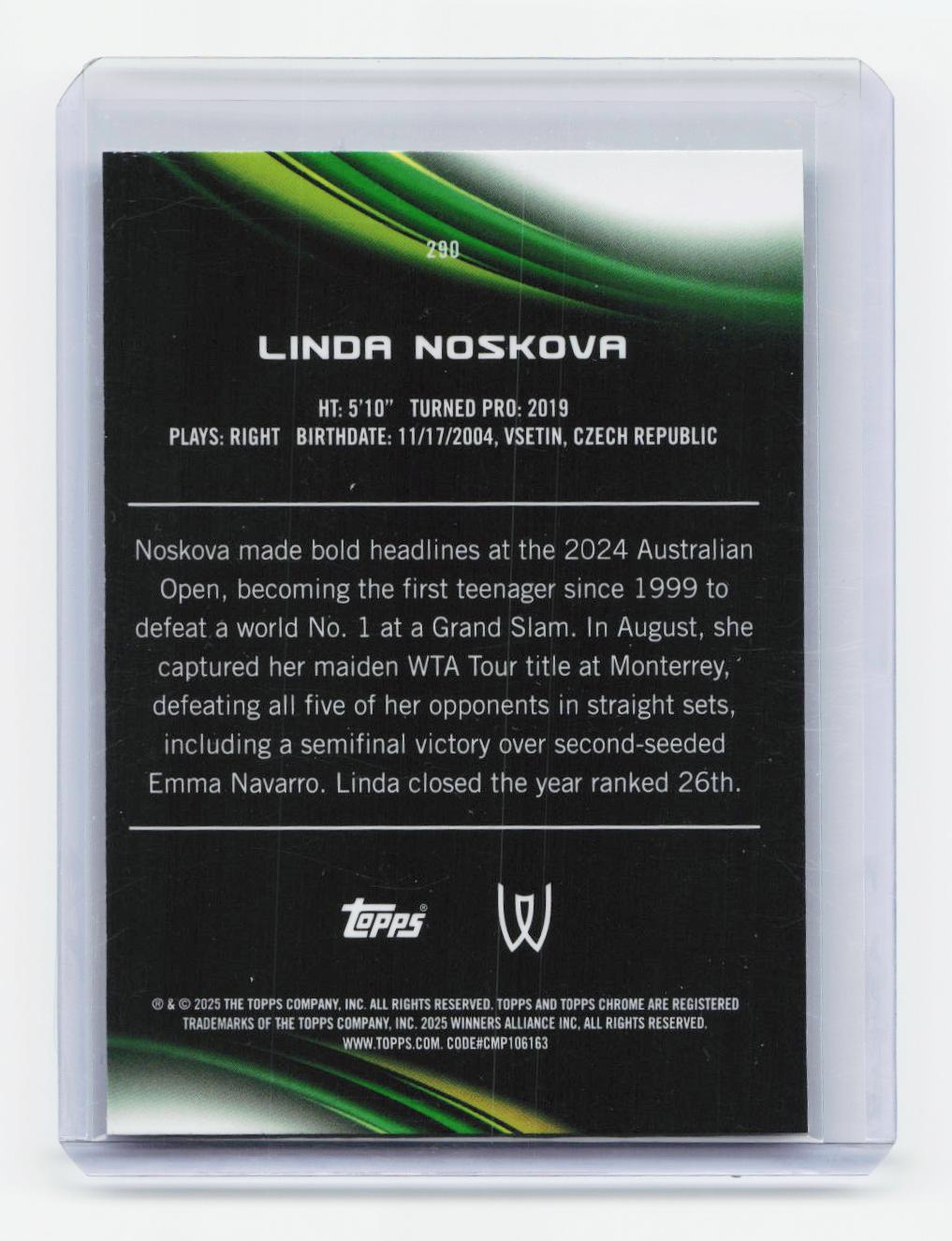 2025 Topps Chrome #290 Linda Noskova