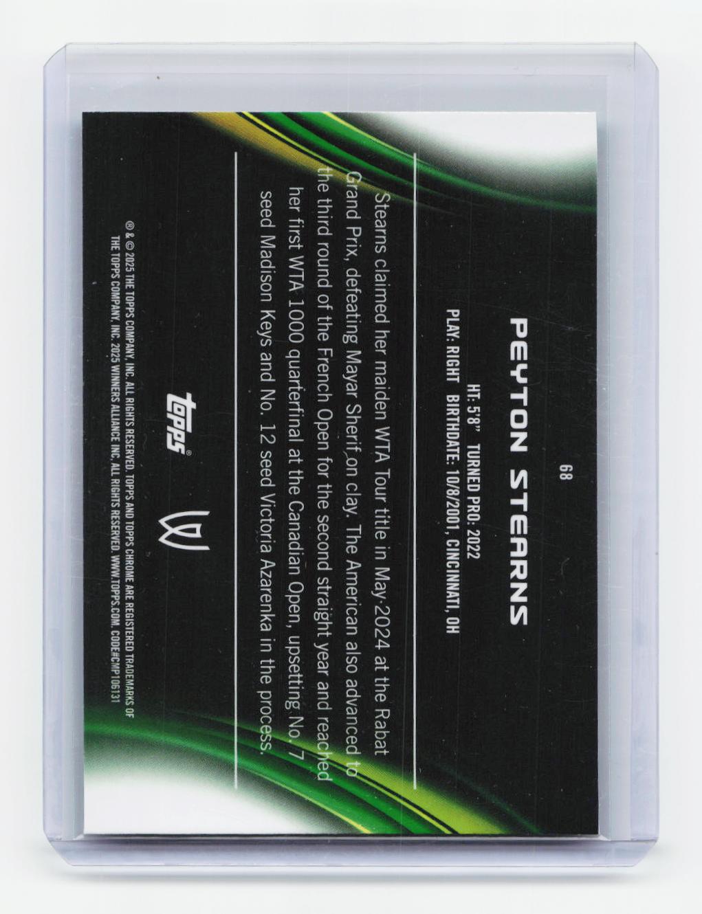 2025 Topps Chrome #68 Peyton Stearns Lime Green Refractor