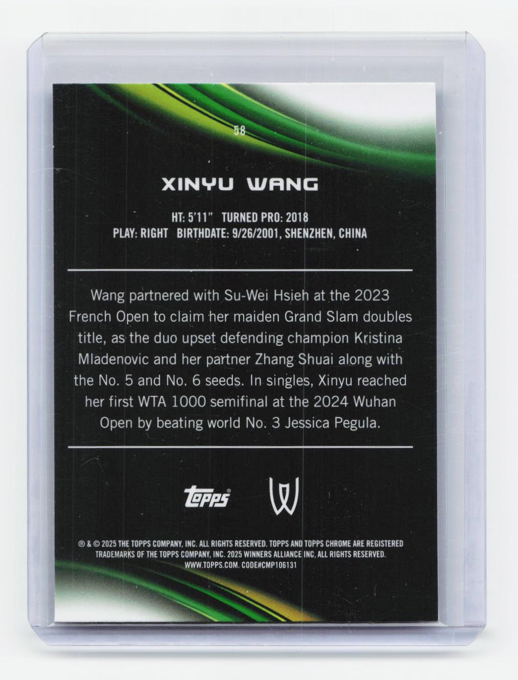 2025 Topps Chrome #58 Xinyu Wang Prism Refractor