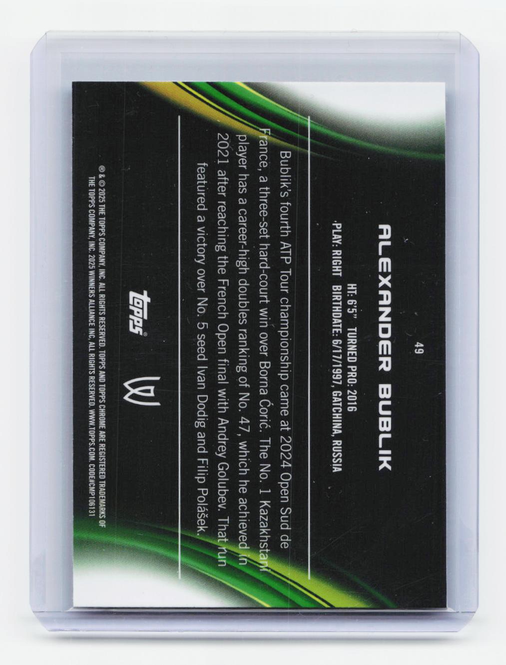 2025 Topps Chrome #49 Alexander Bublik Geometric Refractor