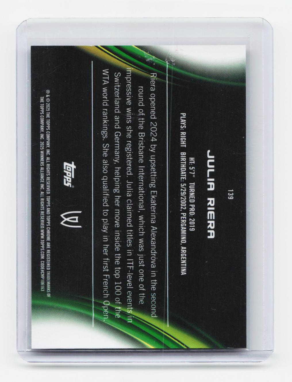 2025 Topps Chrome #139 Julia Riera Orange Refractor #/25