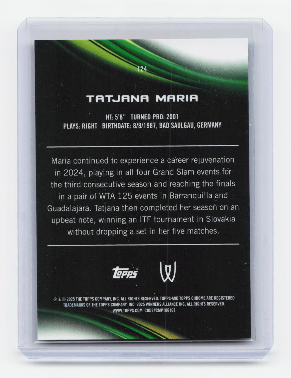2025 Topps Chrome #124 Tatjana Maria Orange Geometric Refractor #/25