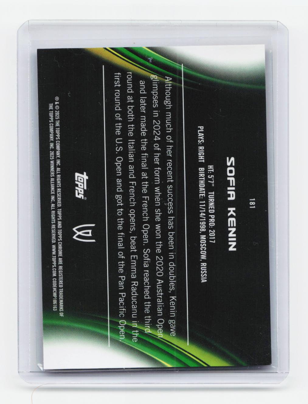 2025 Topps Chrome #181 Sofia Kenin Orange Geometric Refractor #/25