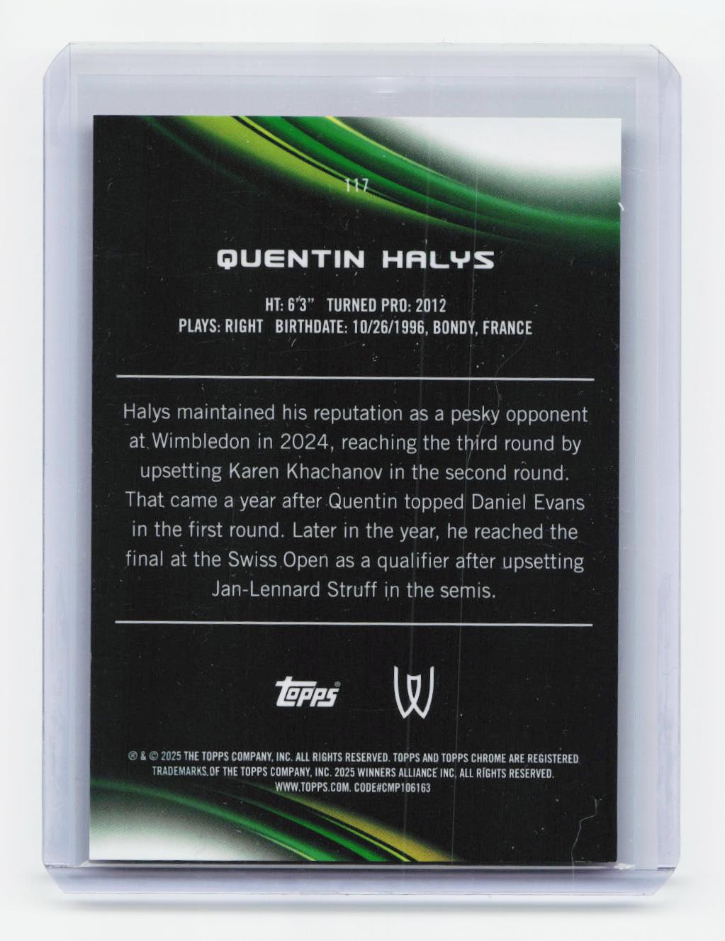 2025 Topps Chrome #117 Quentin Halys Pink Geometric Refractor #/65