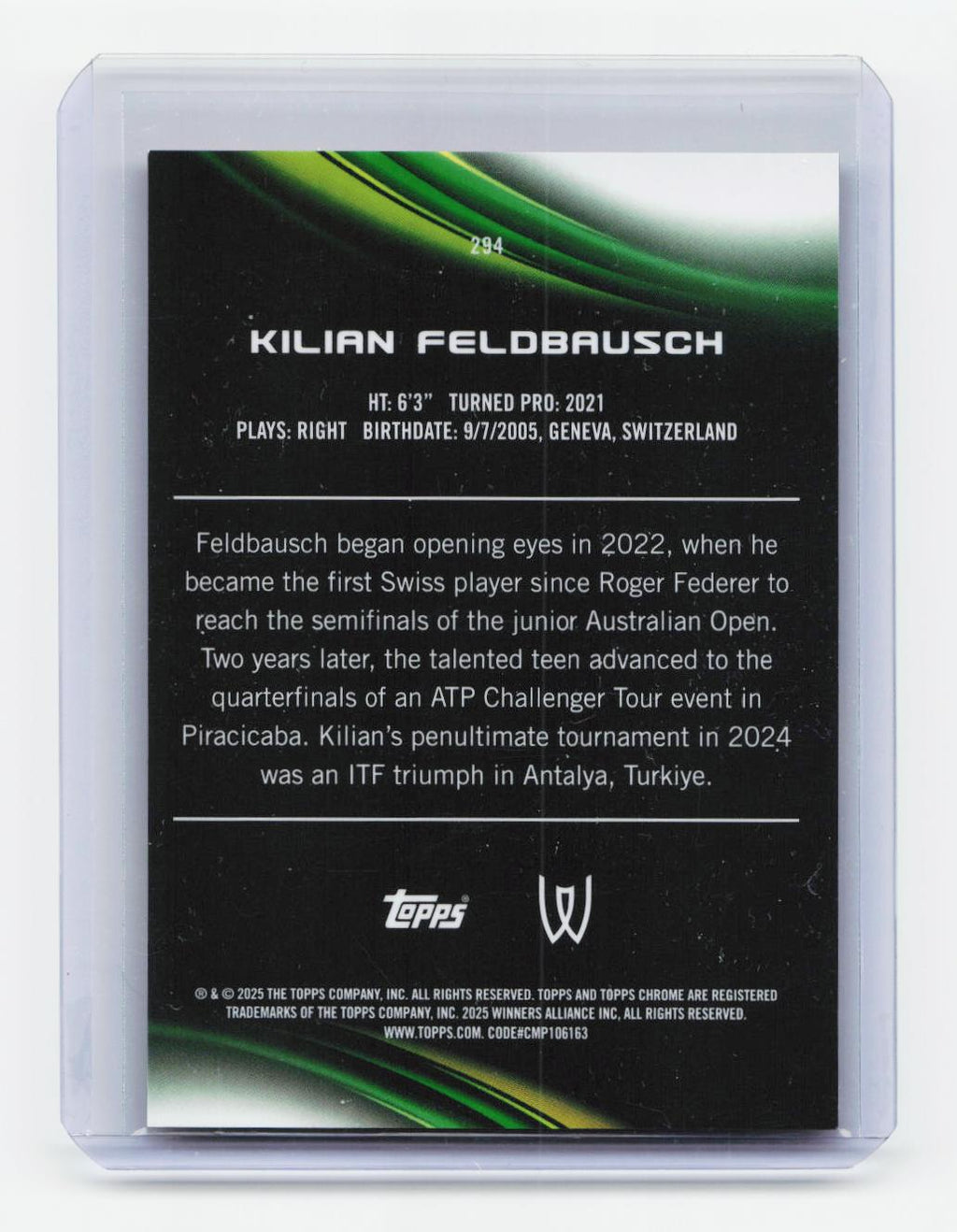 2025 Topps Chrome #294 Kilian Feldbausch Pink Geometric Refractor #/65