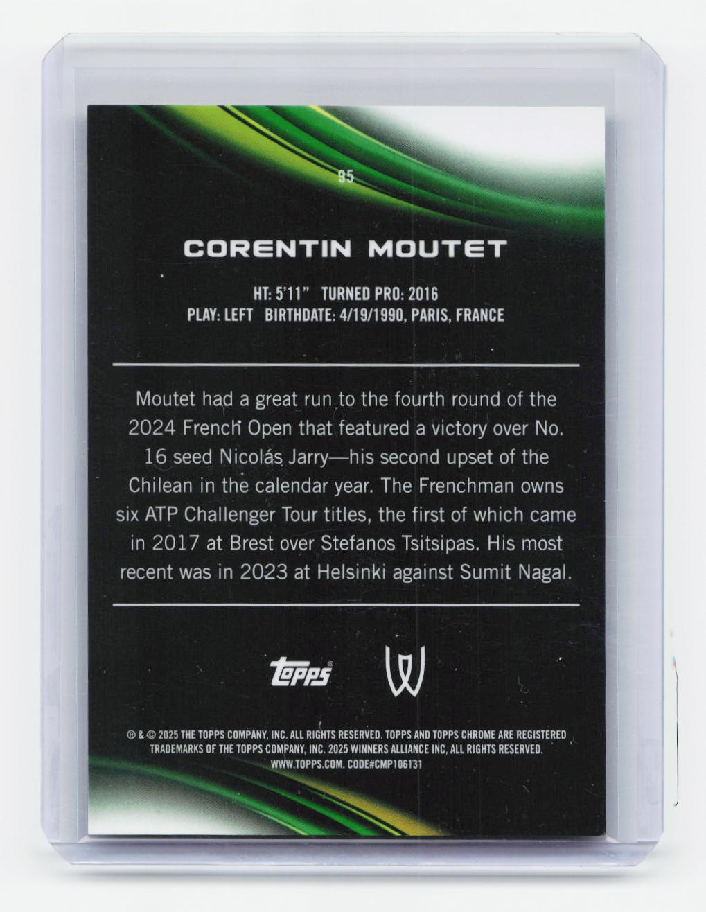 2025 Topps Chrome #95 Corentin Moutet Gold Geometric Refractor #/50